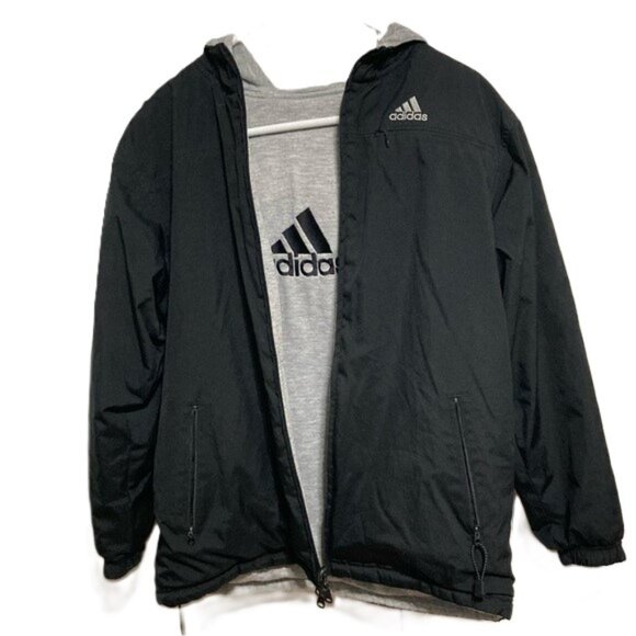 ADIDAS Reversible Windbreaker Sports Athletic Jacket UNISEX Youth 10 12 - Picture 1 of 16